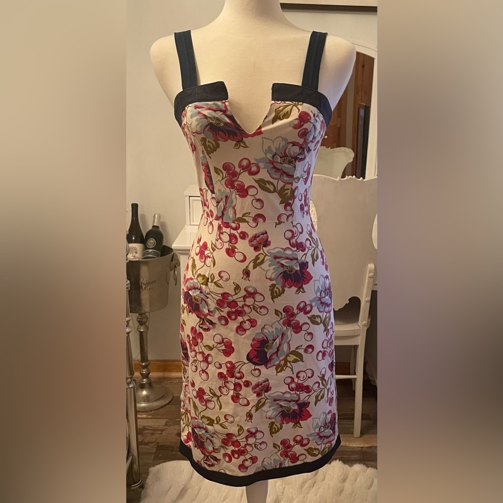 Floral Print Dress with Black Straps